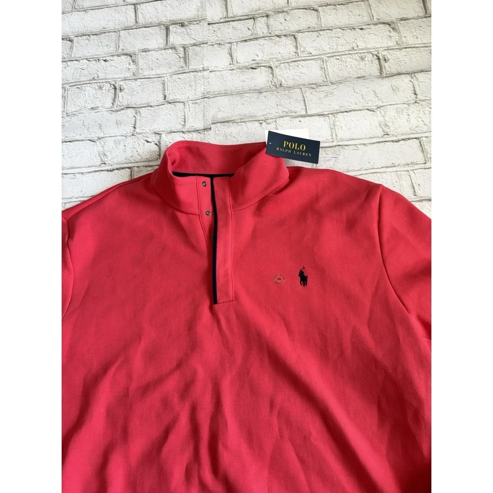 Men's Polo Ralph Lauren Salmon Red‎ Fleece Snap Closure Sweatshirt  XXL